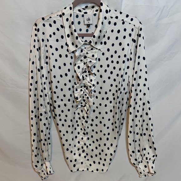CAbi Black and White Polka Dot Blouse - Picture 1 of 5